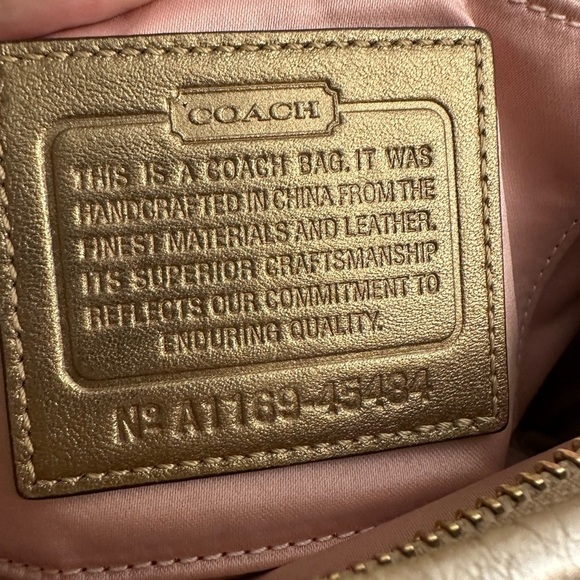 Coach-Pale Metallic Gold Laser etched Logo Clutch Wristlet - Picture 9 of 9